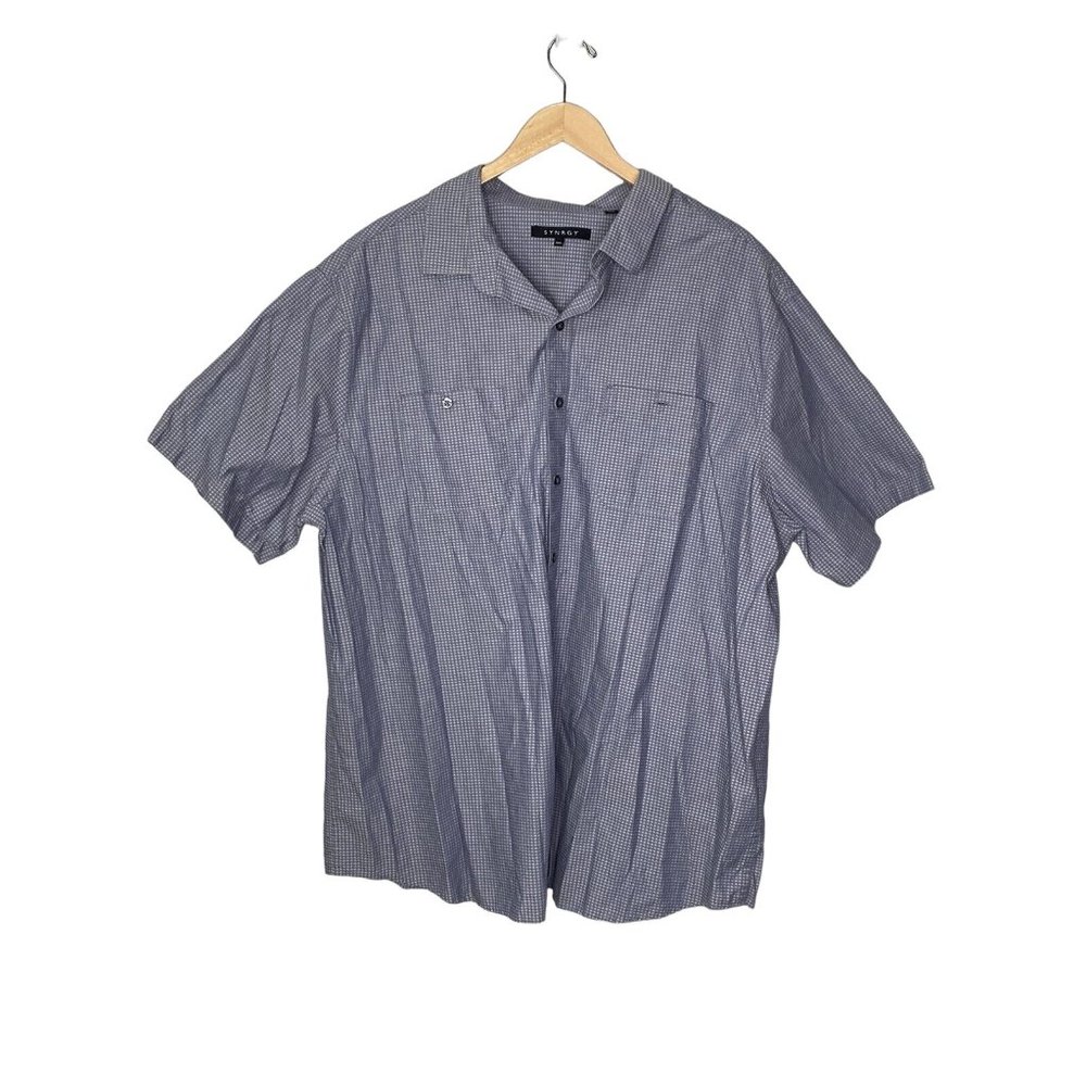 Synrgy Men’s Short Sleeve Button Down Shirt Casual Blue Size XXL